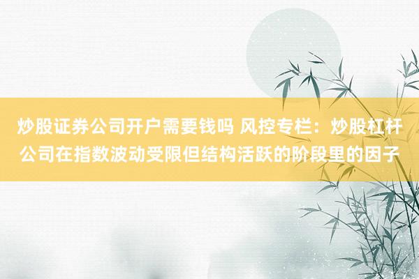 炒股证券公司开户需要钱吗 风控专栏：炒股杠杆公司在指数波动受限但结构活跃的阶段里的因子