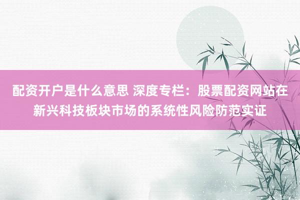 配资开户是什么意思 深度专栏：股票配资网站在新兴科技板块市场的系统性风险防范实证
